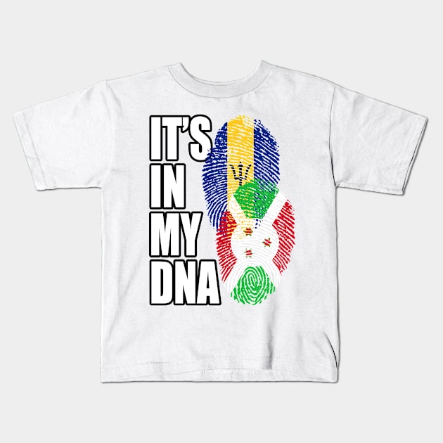 Burundian And Barbadian Mix Heritage DNA Flag Kids T-Shirt by Just Rep It!!